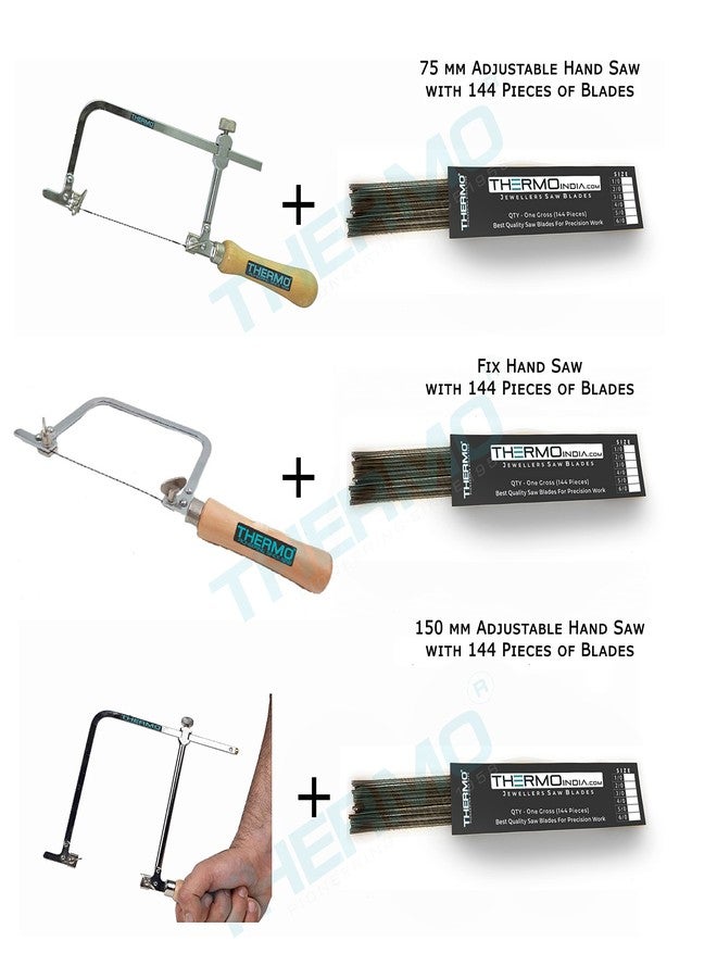 Thermo Set of 3 Hand Saw With Blades 75mm Adjustable & 150mm Adjustable & Fix Saw - Made in Bharat - Image 2